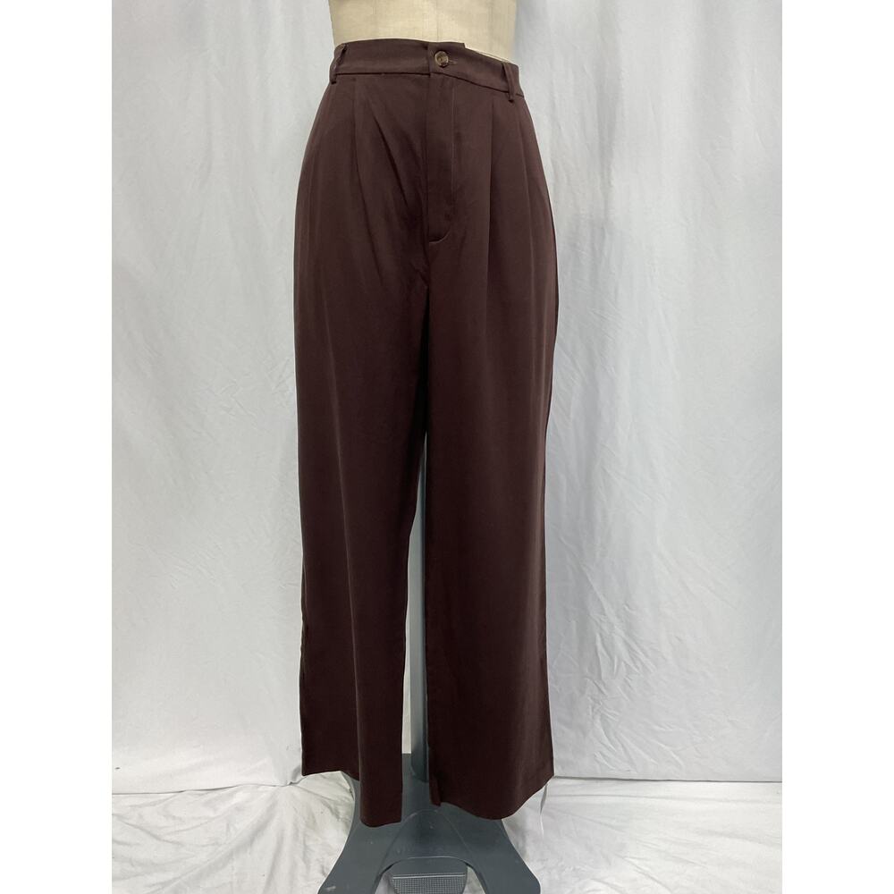 Reformation High-Waist Wide-Leg Trousers in Deep Brown